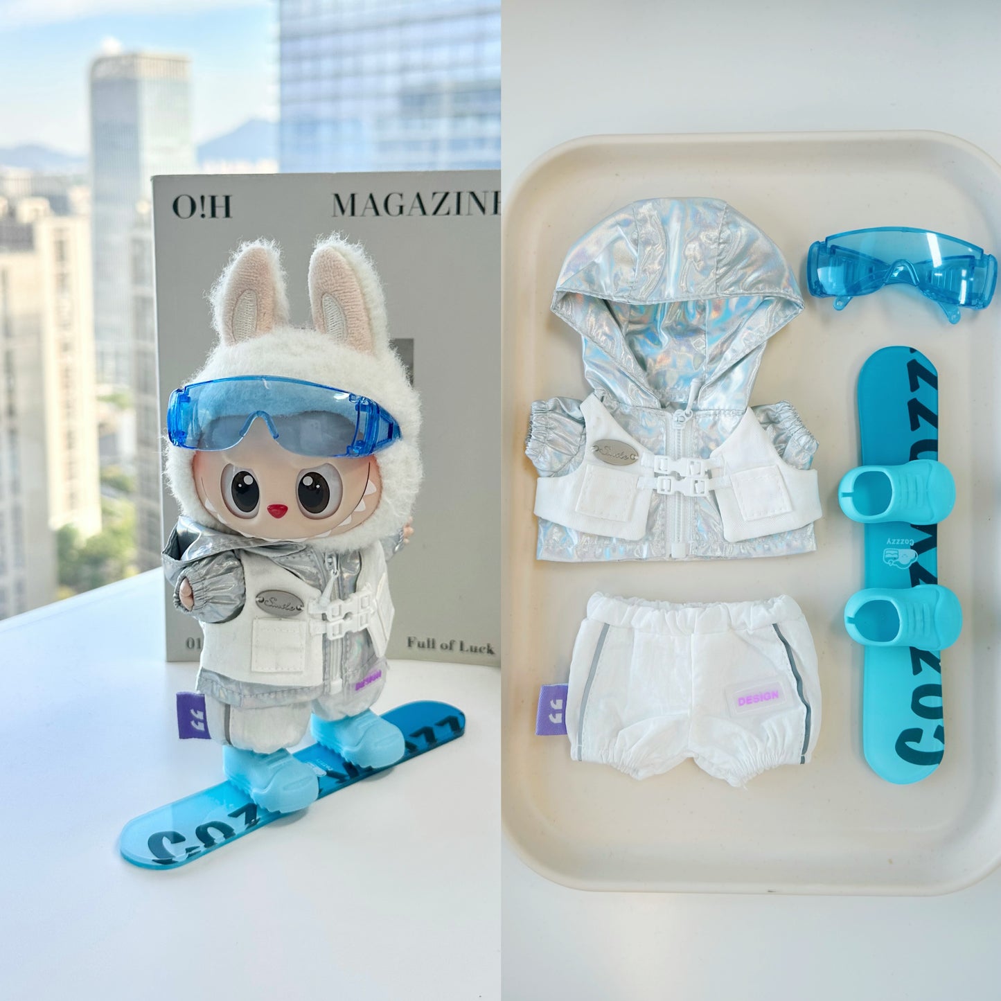 Ski Snowboarding Clothes for 15-17cm Labubu Doll, 5 Pcs Doll's Sports Luxury Outfits Clothes