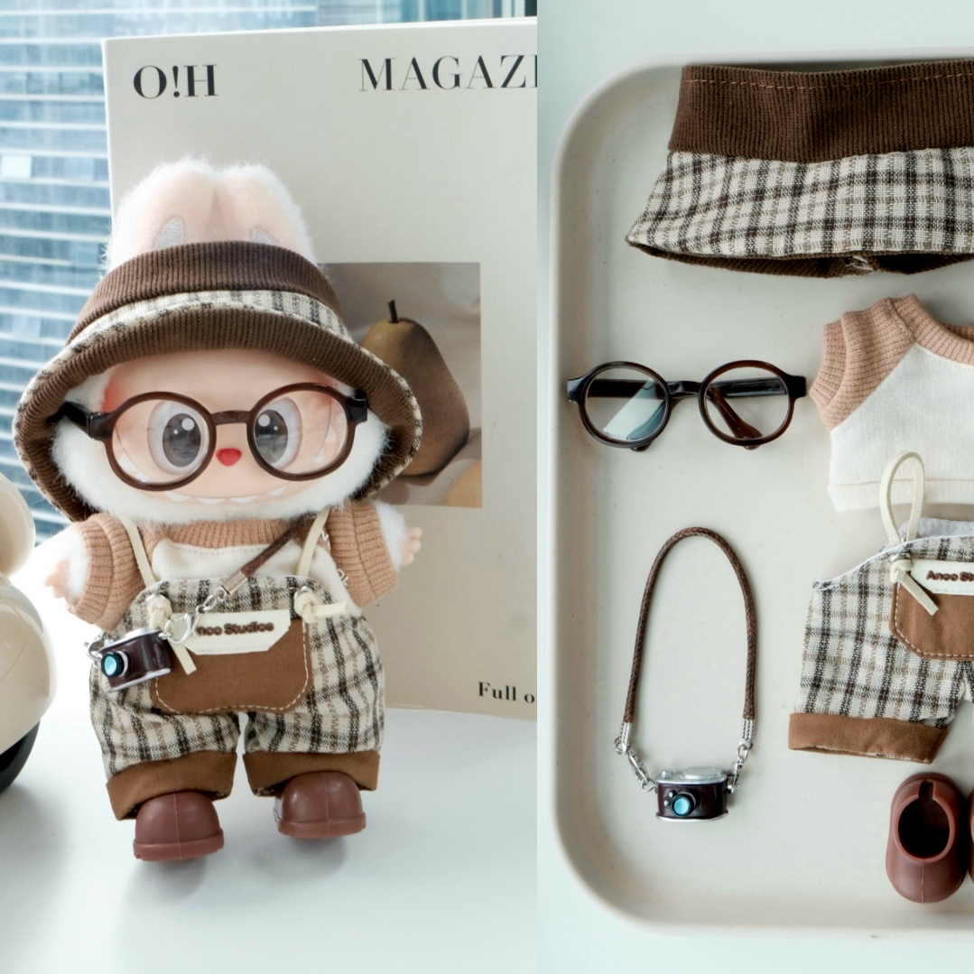 Hiking Painting Clothes for 15-17cm Labubu Doll, 6 Pcs Doll's Sports Wear Outfits Outdoor Clothes