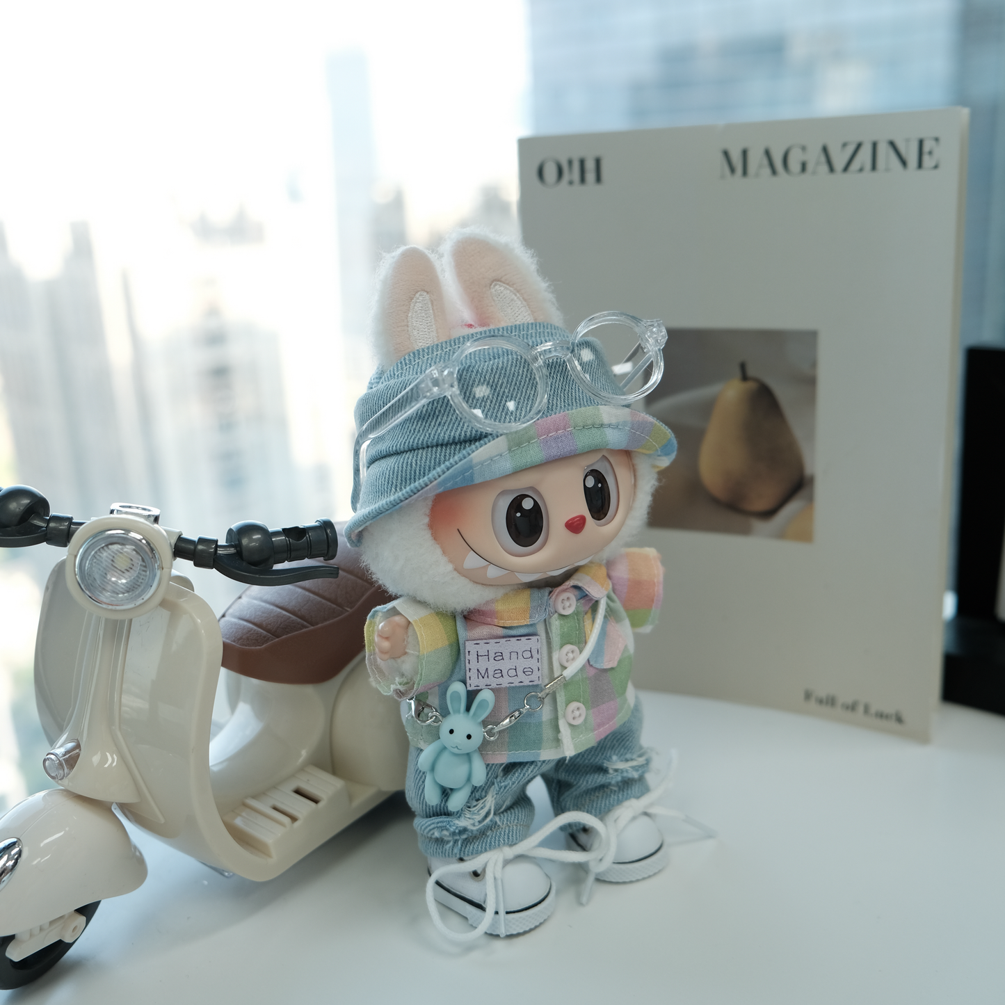 Blue Trend Fashion Style Clothes for 15-17cm Labubu Doll, 6 Pcs Doll's Street Wear Outfits