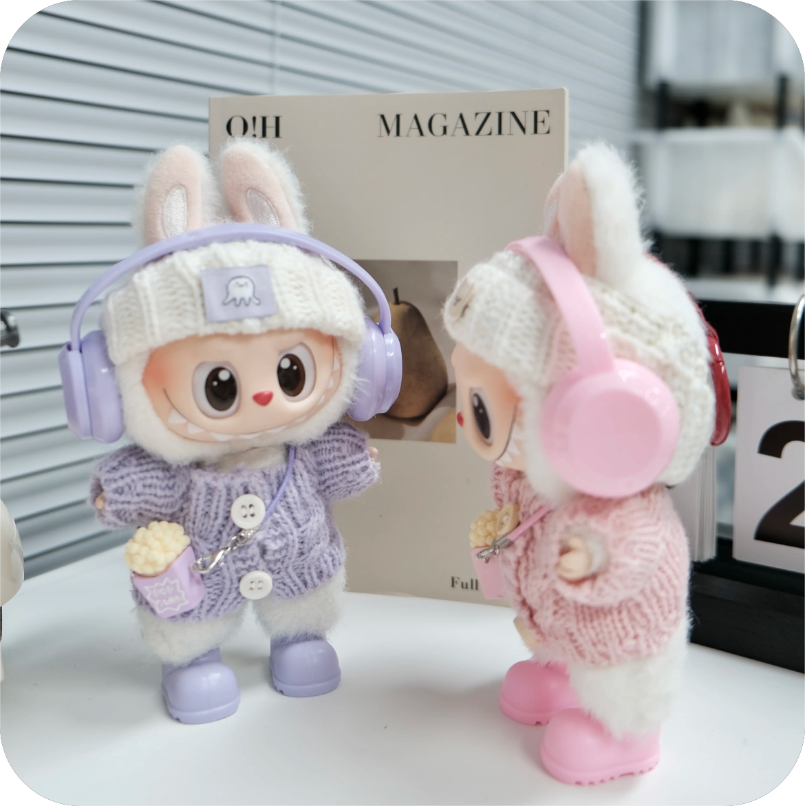 Cute Rabbit Clothes for 15-17cm Labubu Doll, 5 Pcs Doll's Street Wear Outfits