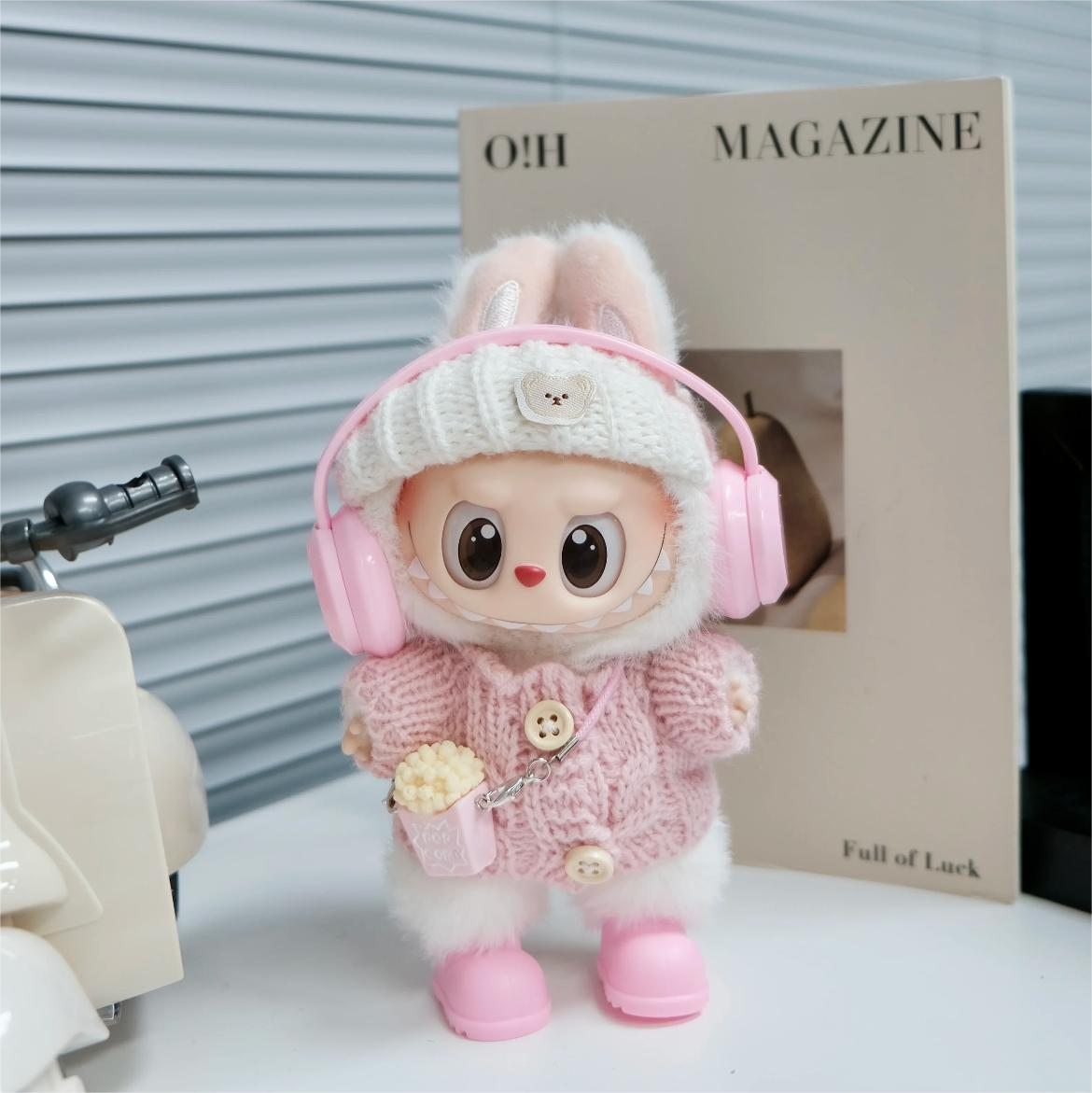Cute Rabbit Clothes for 15-17cm Labubu Doll, 5 Pcs Doll's Street Wear Outfits