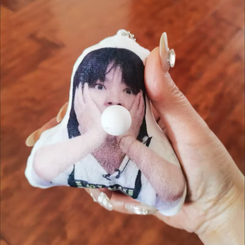 Custom Photo Squeaking Bubble Keychain - Personalized Picture Plush Bag Charm & Funny Car Mirror Hanging Ornament, Unique Stress Relief Squeaky Pendant Gag Gift for Friends, Couples & Pet Lovers