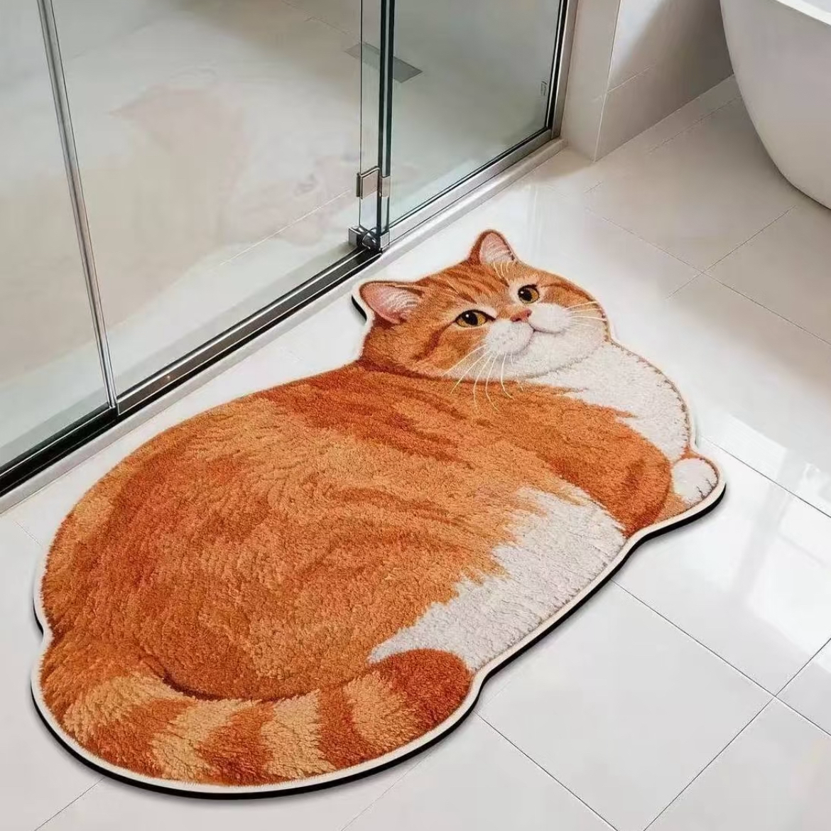 3D Realistic Dog Shaped Bath Mat & Floor Rug - Ultra Soft Absorbent Plush Area Rug, Non-Slip Cute Animal Shaped Door Mat