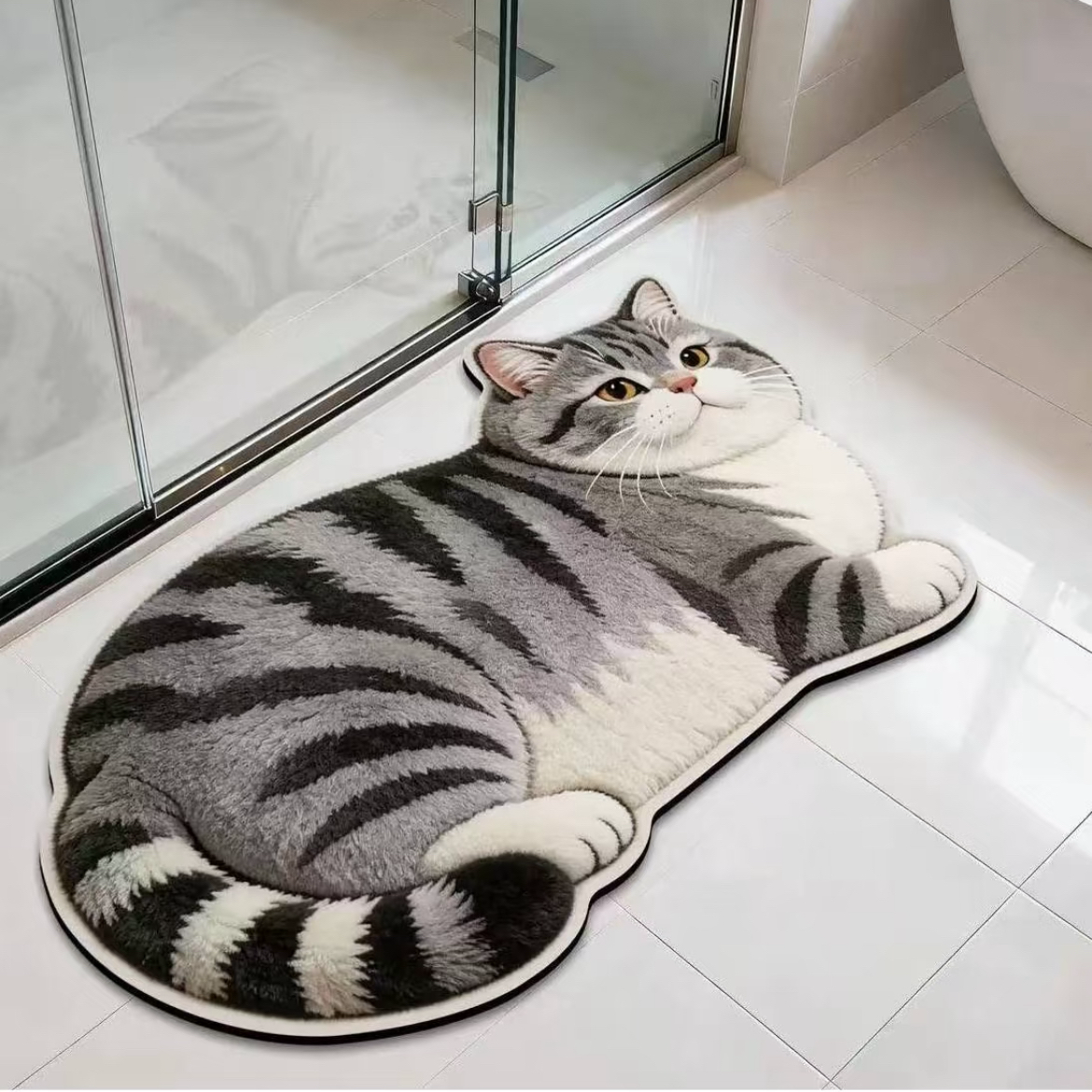 3D Realistic Dog Shaped Bath Mat & Floor Rug - Ultra Soft Absorbent Plush Area Rug, Non-Slip Cute Animal Shaped Door Mat