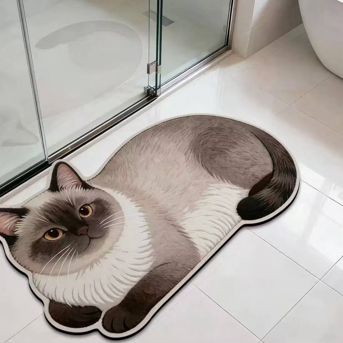 3D Realistic Dog Shaped Bath Mat & Floor Rug - Ultra Soft Absorbent Plush Area Rug, Non-Slip Cute Animal Shaped Door Mat