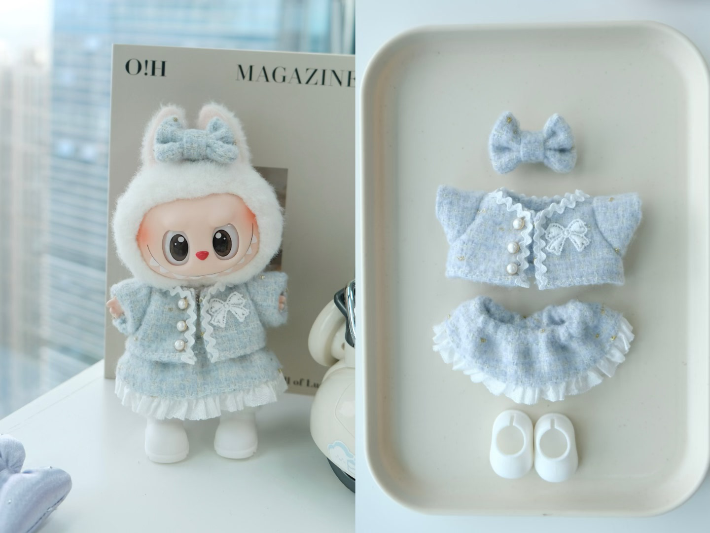 Chanell's Style Luxury Clothes for 15-17cm Labubu Doll, 4 Pcs Doll's Street Wear Outfits