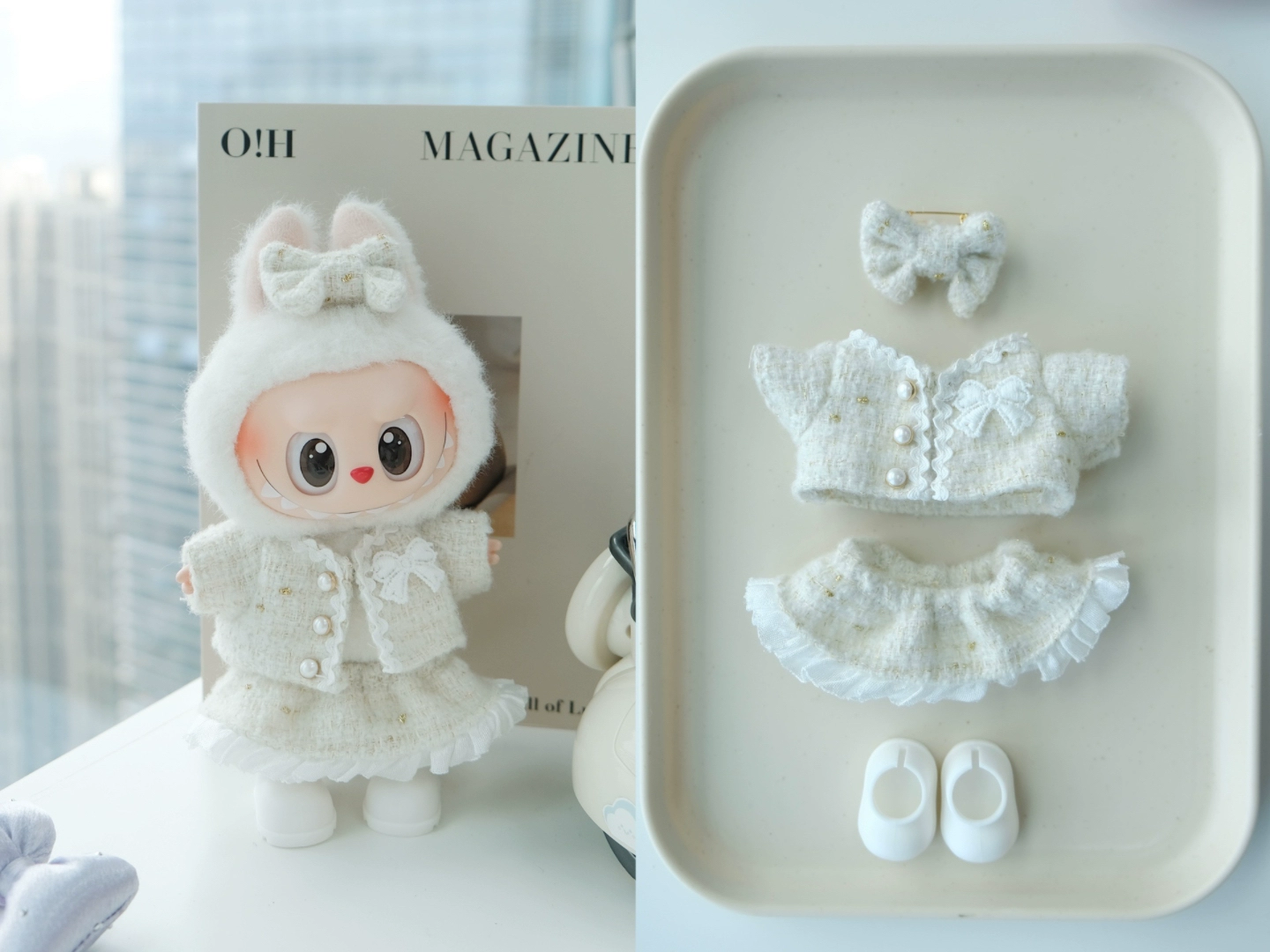 Chanell's Style Luxury Clothes for 15-17cm Labubu Doll, 4 Pcs Doll's Street Wear Outfits