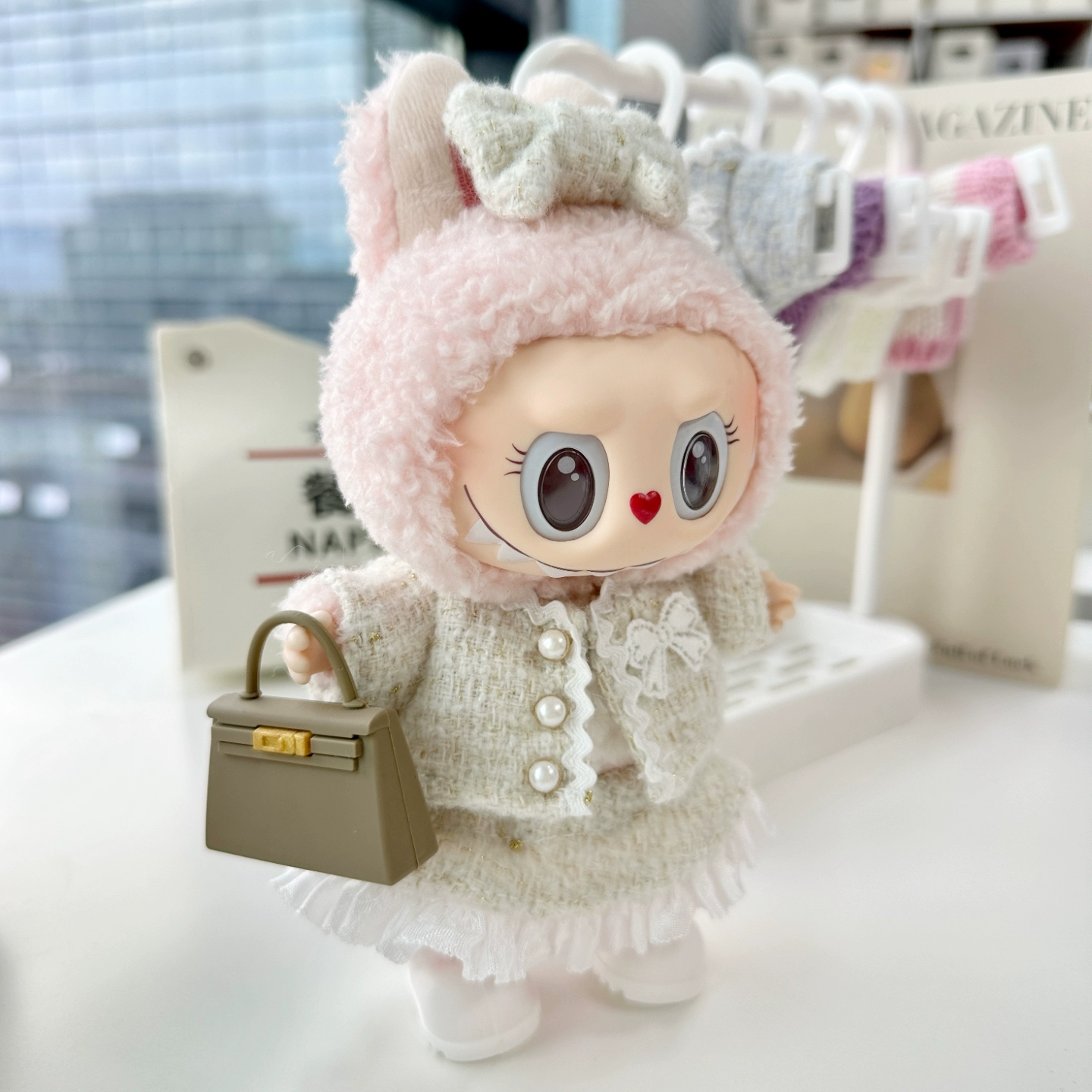 Chanell's Style Luxury Clothes for 15-17cm Labubu Doll, 4 Pcs Doll's Street Wear Outfits