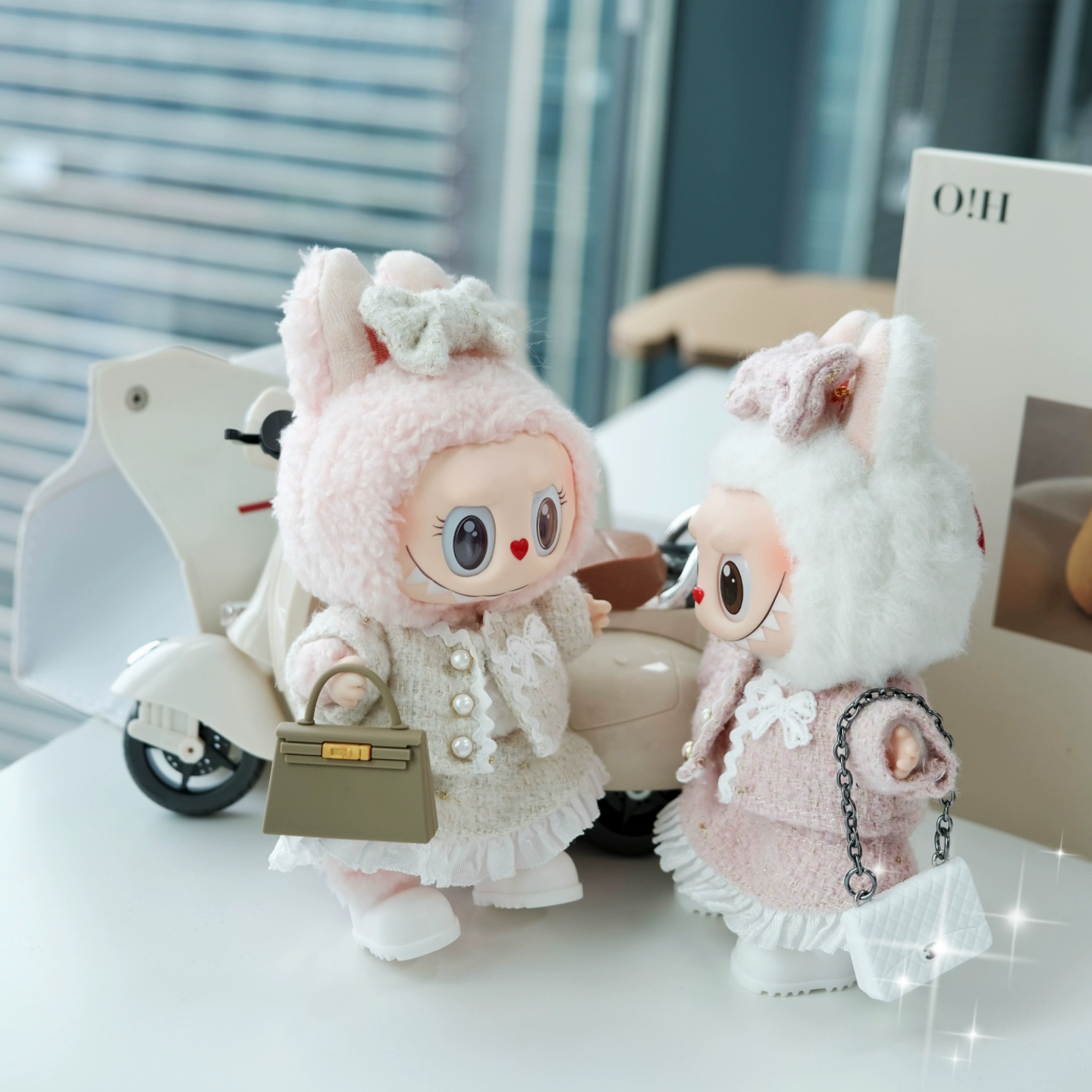 Chanell's Style Luxury Clothes for 15-17cm Labubu Doll, 4 Pcs Doll's Street Wear Outfits