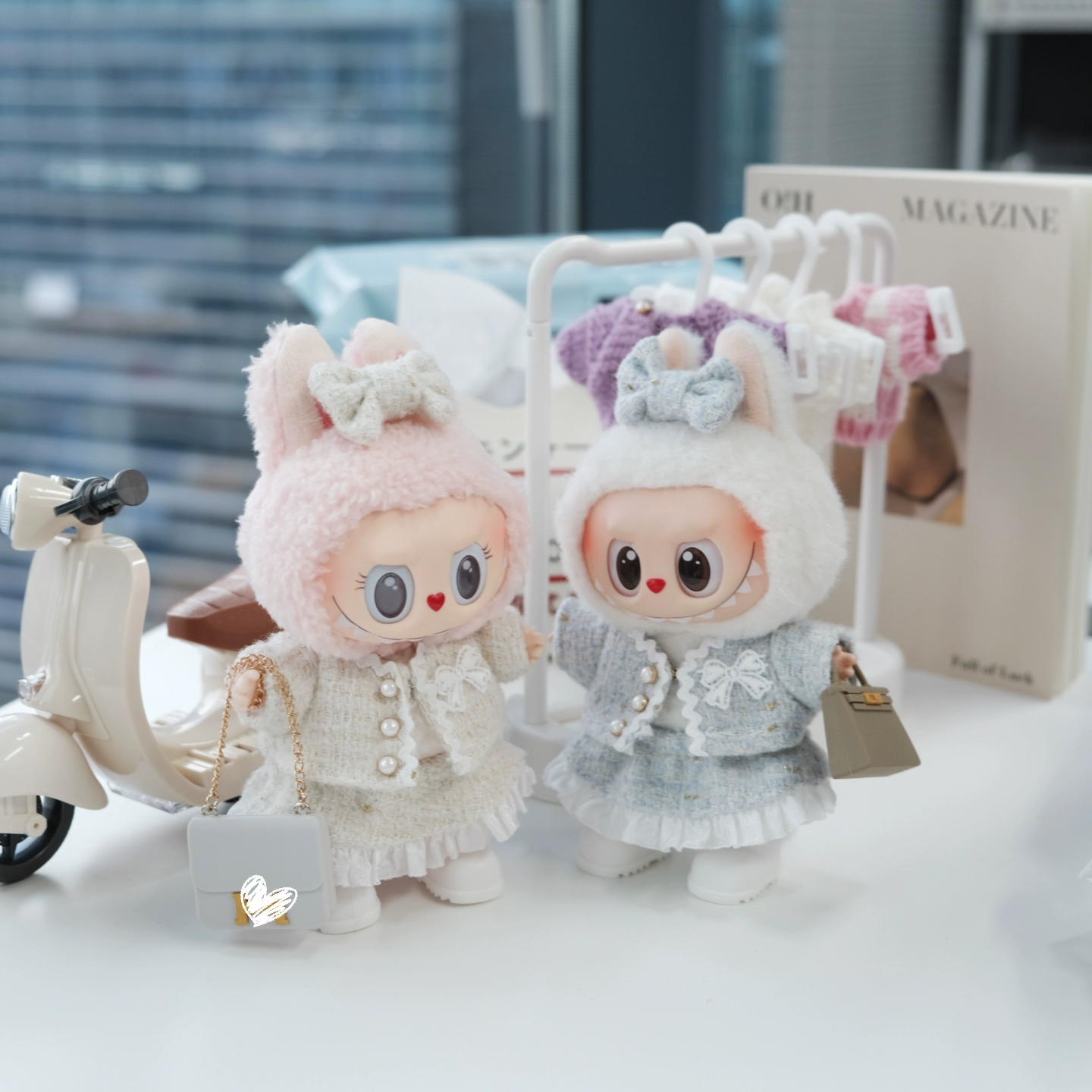 Chanell's Style Luxury Clothes for 15-17cm Labubu Doll, 4 Pcs Doll's Street Wear Outfits