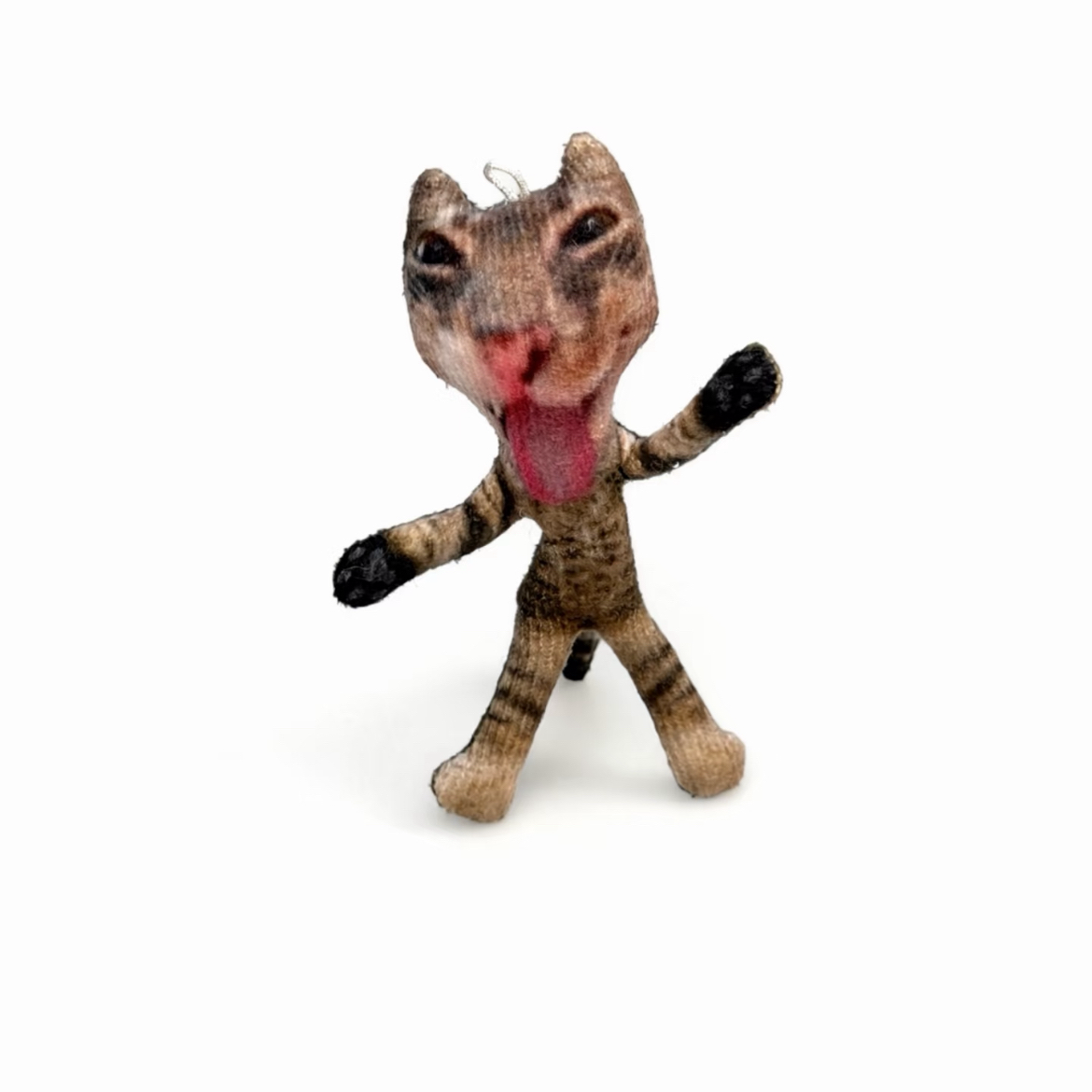 Funny Meme Cat Bendy Doll Collection, Poseable Weird Cat Plush Figure with Keychain Loop, Quirky Internet Culture Desk Decor, Flexible Novelty Collectible Gift for Cat Lovers