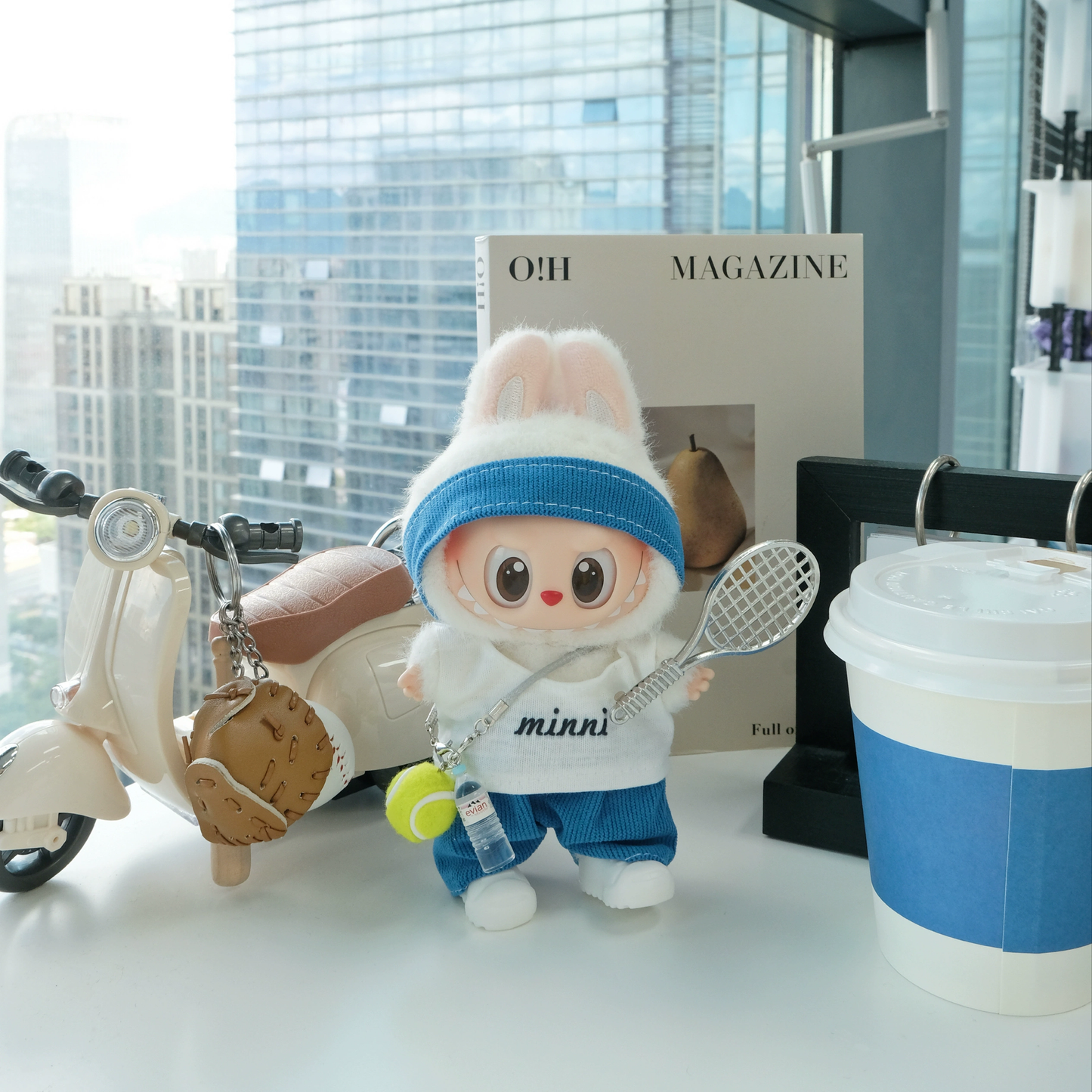 Casual Tennis Clothes for 15-17cm Labubu Doll, 7 Pcs Doll's Sports Wear Outfits Gym Clothes