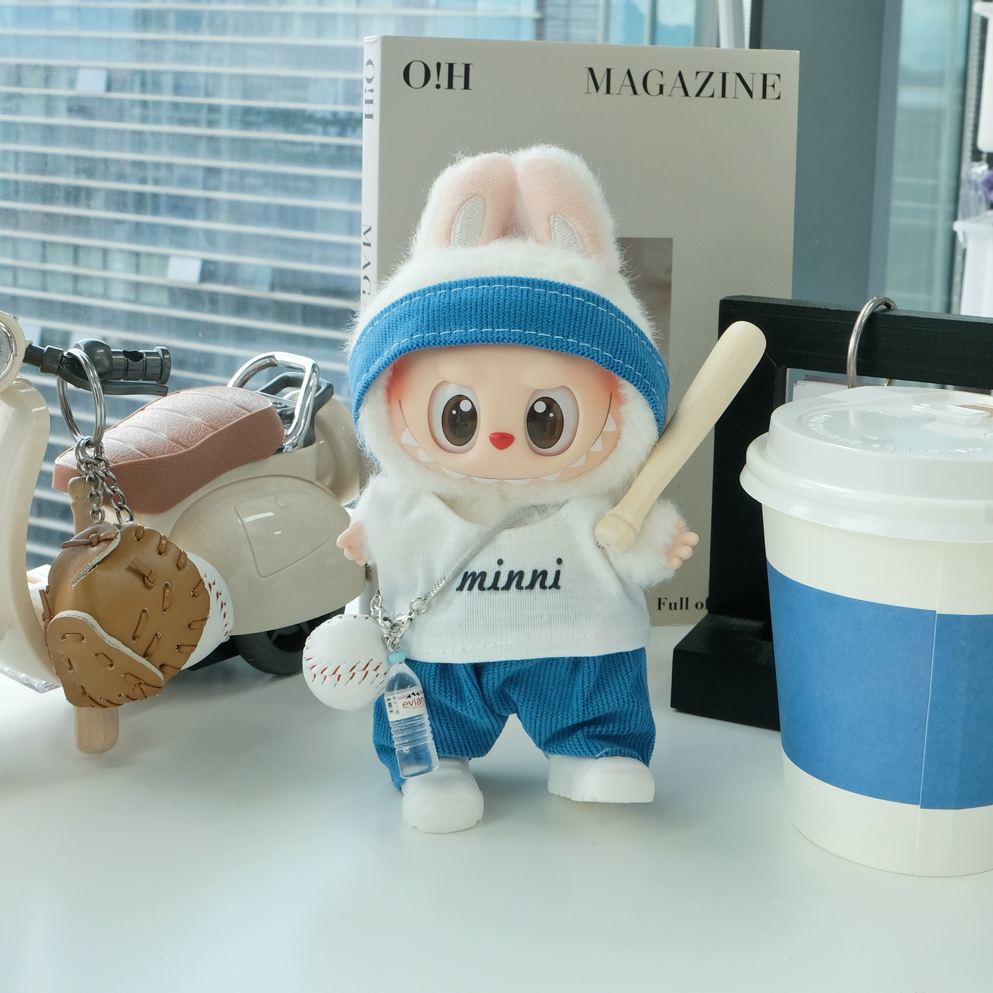Casual Baseball Clothes for 15-17cm Labubu Doll, 7 Pcs Doll's Sports Wear Outfits Gym Clothes