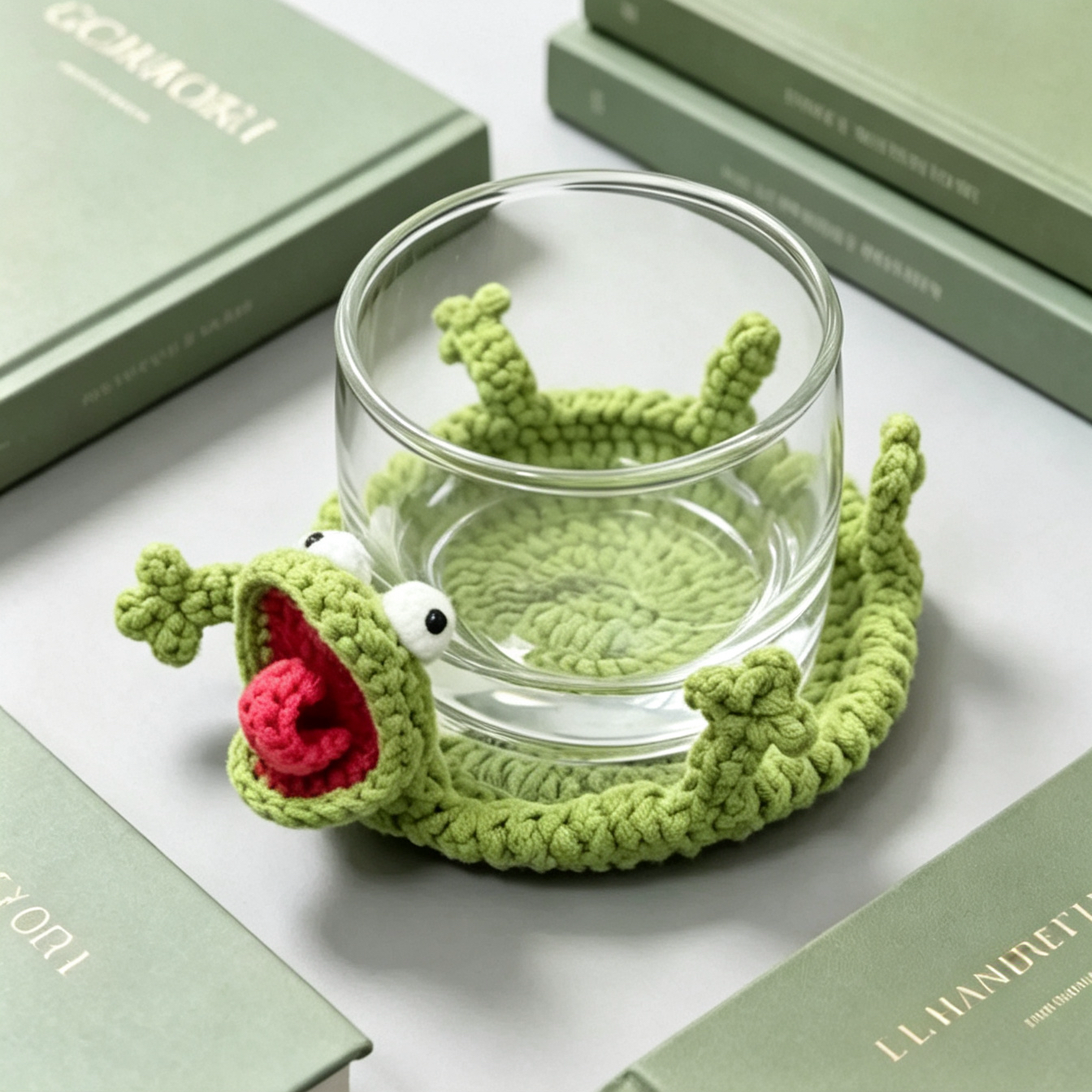 Handmade Crochet Coaster, Funny Animal Drink Coasters for Coffee Cup, Cute Yarn Woven Desk Decor, Unique Home Office Table Accessories Gift
