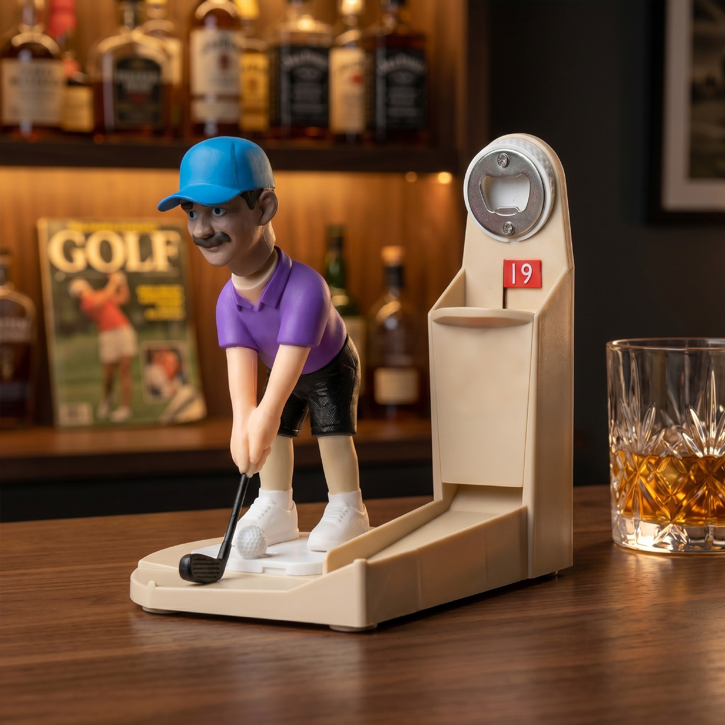 Sports Bottle Opener & Bottle Cap Launcher, Funny Beer Cap Shooting Game with Character Figurine, Novelty Bar Accessory, Unique Gifts for Men, Dad, Husband, Sports & Golf Lovers