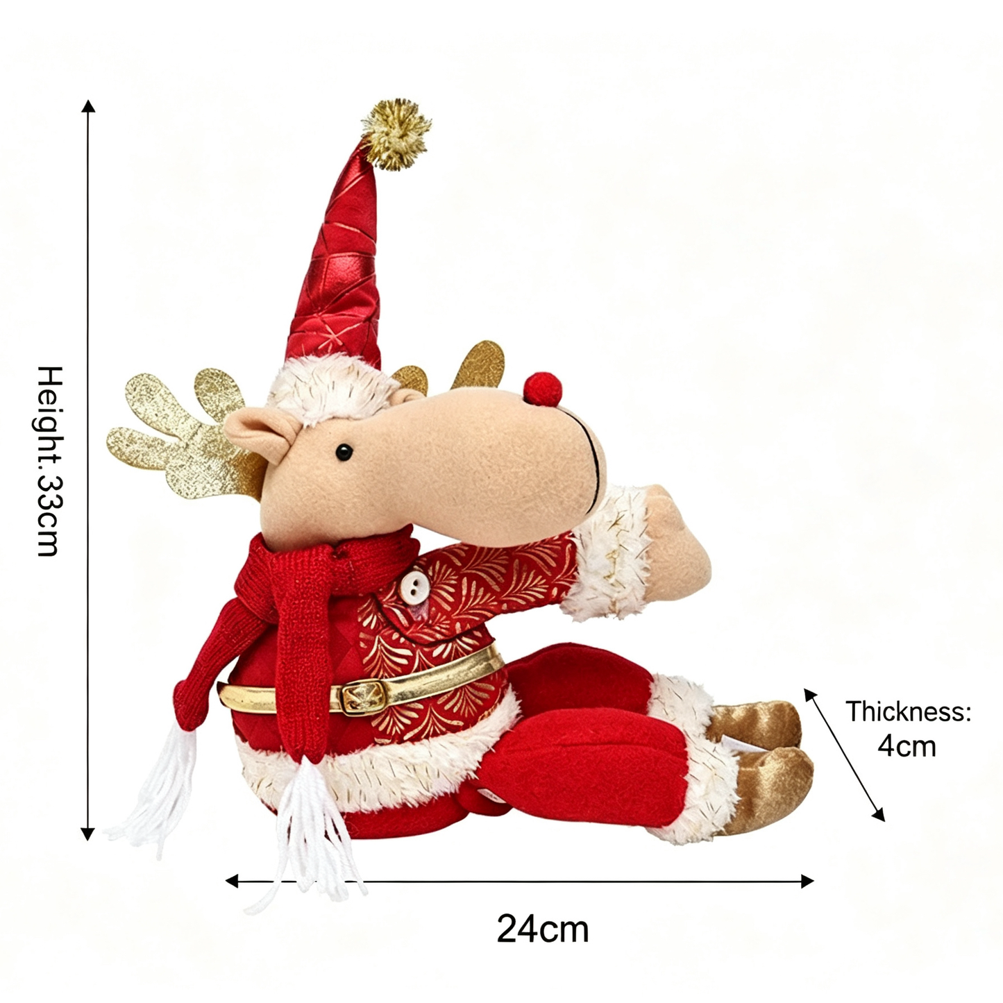 Elk Style Christmas Curtain Tiebacks, 2PCS Plush Holiday Curtain Holders with Wraparound Arms and Legs, No-Drill Festive Window Decorations