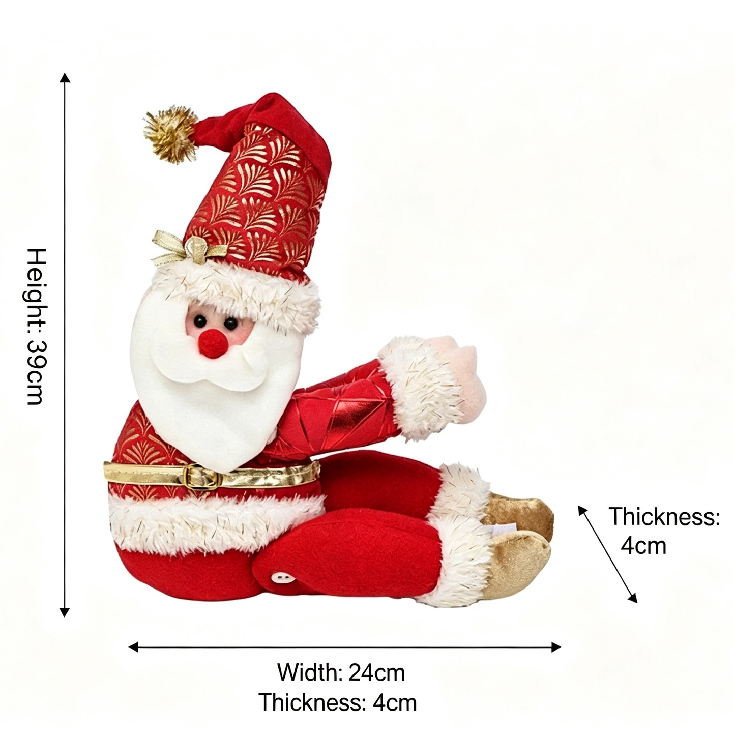Santa Christmas Curtain Tiebacks, 2PCS Plush Holiday Curtain Holders with Wraparound Arms and Legs, No-Drill Festive Window Decorations for Living Room, Bedroom and Holiday Home Décor