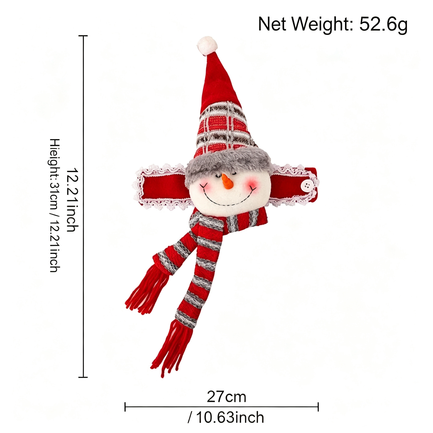 Snowman Style Christmas Curtain Tiebacks, 2PCS Plush Holiday Curtain Holders with Wraparound Arms and Legs, No-Drill Festive Window Decorations for Living Room, Bedroom and Holiday Home Décor