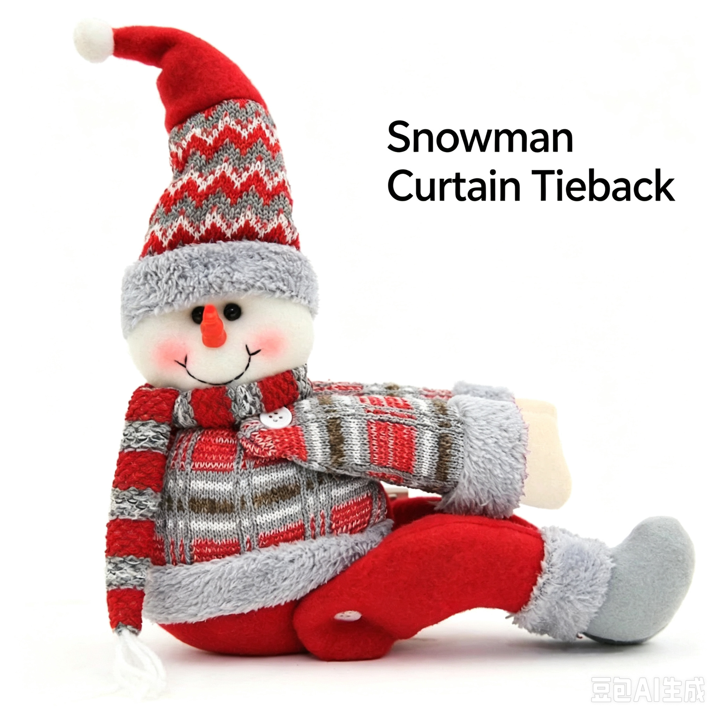 Snowman Style Christmas Curtain Tiebacks, 2PCS Plush Holiday Curtain Holders with Wraparound Arms and Legs, No-Drill Festive Window Decorations for Living Room, Bedroom and Holiday Home Décor