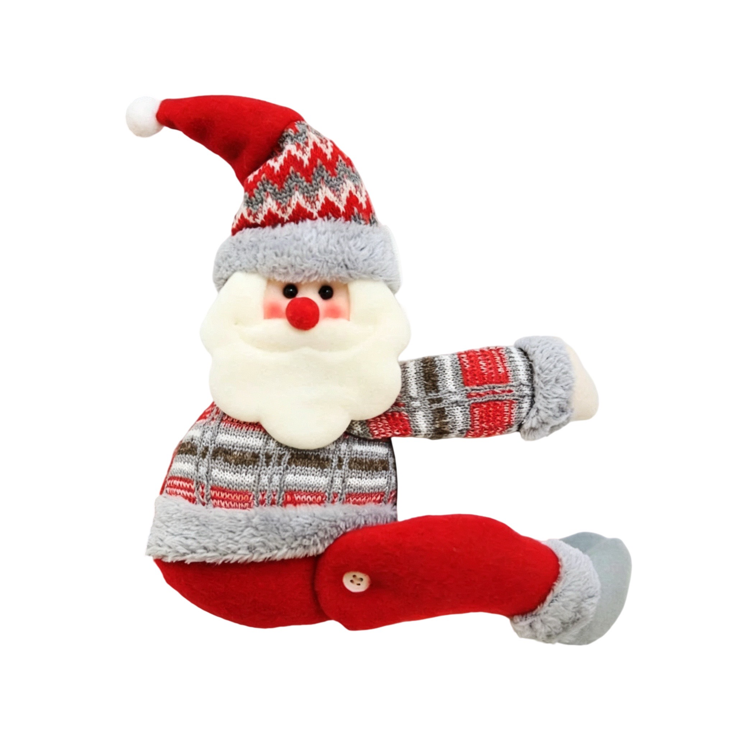 Santa Christmas Curtain Tiebacks, 2PCS Plush Holiday Curtain Holders with Wraparound Arms and Legs, No-Drill Festive Window Decorations for Living Room, Bedroom and Holiday Home Décor