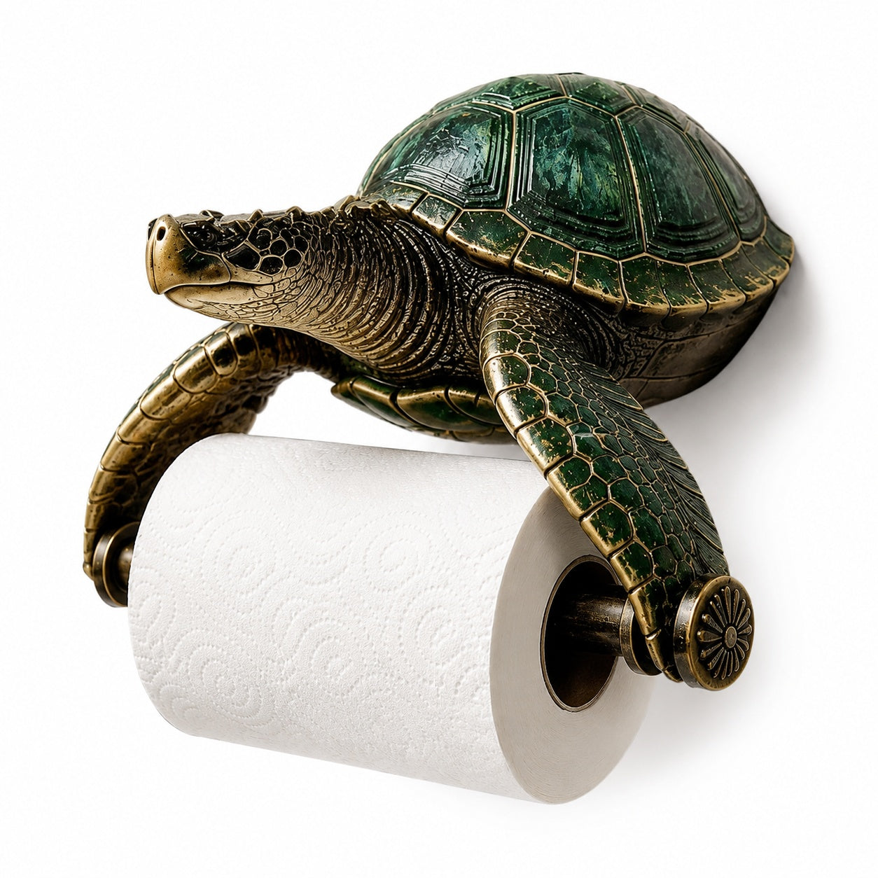 Sea Turtle Toilet Paper Holder Wall Mount, 3D-Printed PLA Bathroom Decor, No-Drill Adhesive Tissue Roll Holder, Nautical Coastal Home Accent