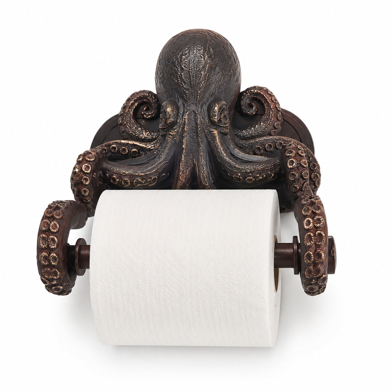 Octopus Toilet Paper Holder Wall Mount, 3D-Printed PLA Bathroom Decor, No-Drill Adhesive Tissue Roll Holder, Nautical Coastal Home Accent
