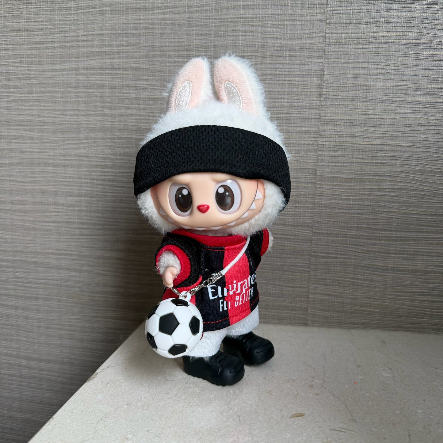 AC Milan-Style Mini Soccer Jersey Set for 15-17cm Plush Dolls | 5-Piece Football Uniform