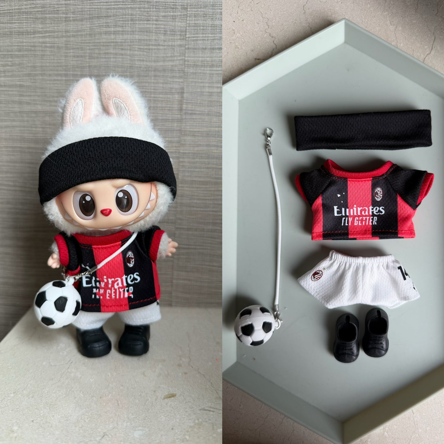 Custom Mini Soccer Jersey Set for 15-17cm Plush Dolls | 5-Piece Football Uniform