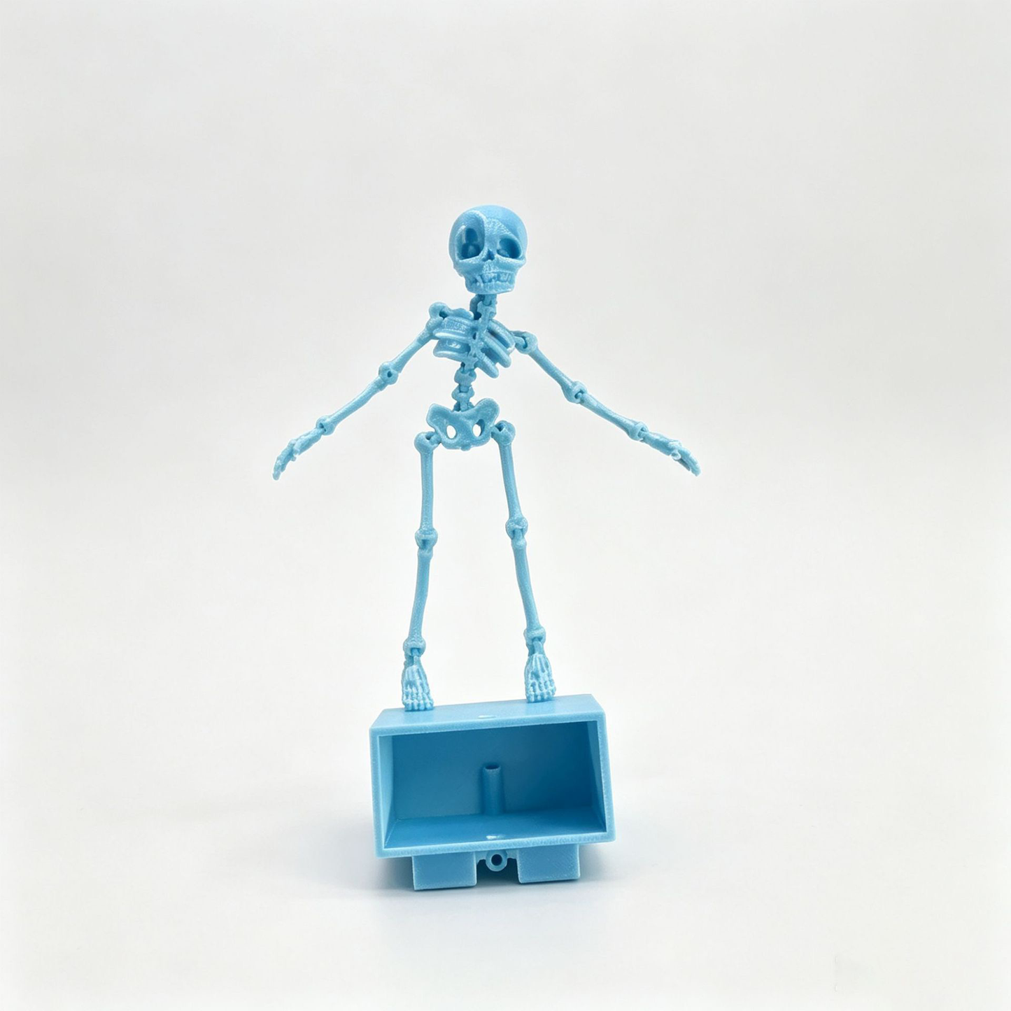 Dancing Skeleton Aquarium Ornament with USB Air Pump, 3D Printed Articulated Fish Tank Bubbler, Air-Powered Moving Skeleton Decor with Airline Tubing, Approx. 5.5 Inch