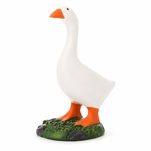 MOFABIA Magnetic Goose Key Holder, 7 Inch Plaster Desk Goose Statue with Magnetic Beak, Funny Key Organizer and Metal Accessory Hanger for Entryway, Office and Home Decor