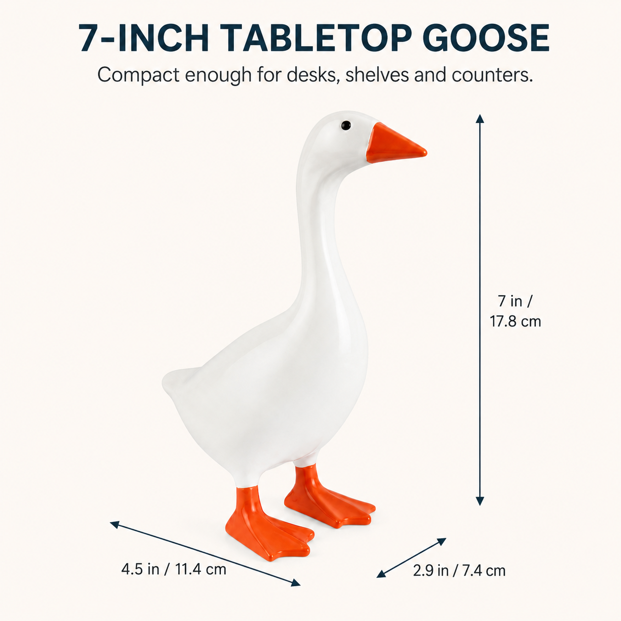MOFABIA Magnetic Goose Key Holder, 7 Inch Plaster Desk Goose Statue with Magnetic Beak, Funny Key Organizer and Metal Accessory Hanger for Entryway, Office and Home Decor