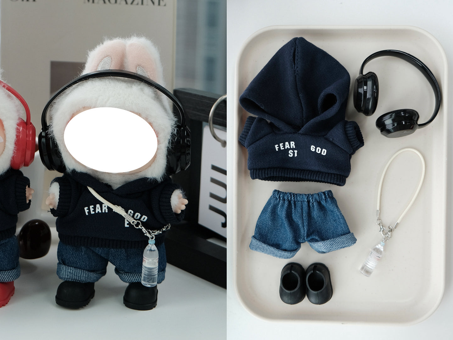 Street Boy Clothes for 15-17cm Labubu Doll, 5 Pcs Doll's Street Wear Outfits