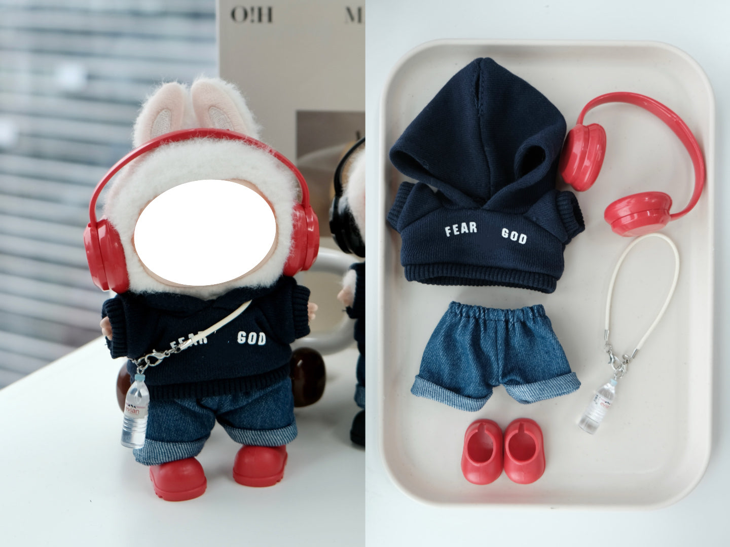 Street Boy Clothes for 15-17cm Labubu Doll, 5 Pcs Doll's Street Wear Outfits