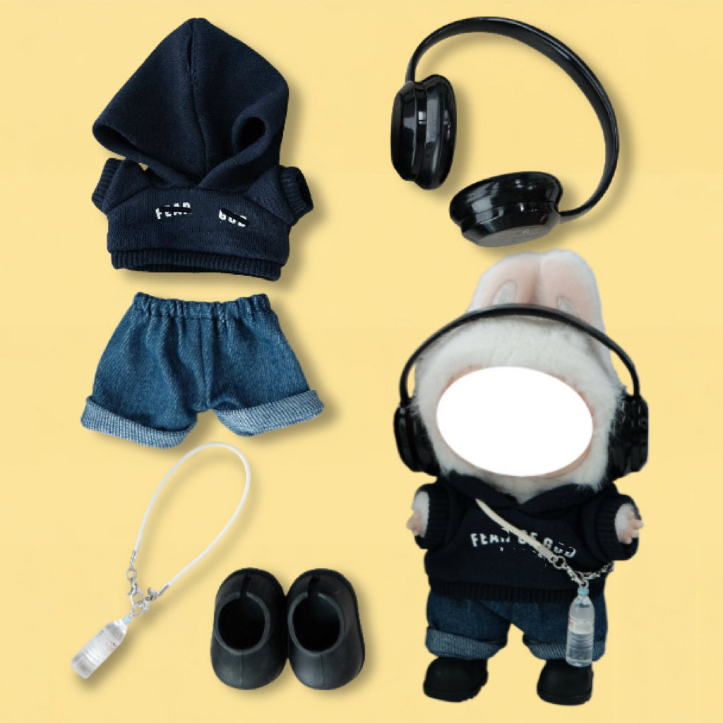Street Boy Clothes for 15-17cm Labubu Doll, 5 Pcs Doll's Street Wear Outfits