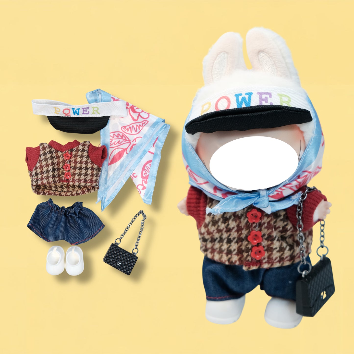 G Dragon Fashion Style Clothes for 15-17cm Labubu Doll, 6 Pcs Doll's Trip Wear Outfits