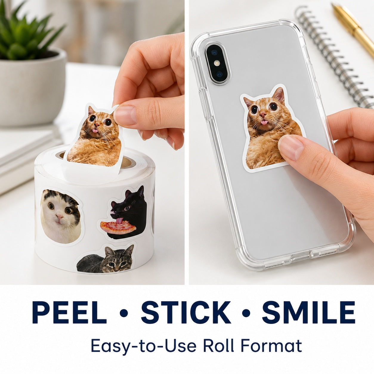 1500 Pcs Funny Cat and Dog Stickers, 3 Rolls of Cute Pet Meme Stickers, 30 Assorted Designs, Self-Adhesive Animal Sticker Labels for Phone, Laptop, Scrapbook, Journal, School and Party Supplies
