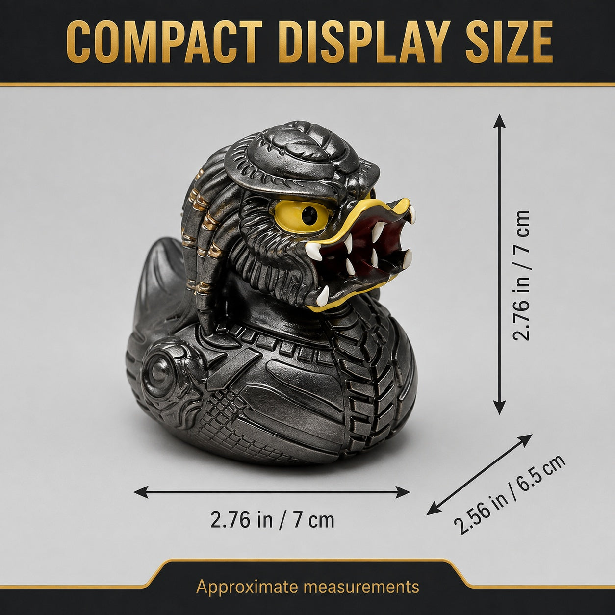 Sci-Fi Armored Hunter Duck Figurine, 2.76 Inch Resin Alien Warrior Duck Statue, Funny Fierce Duck Collectible for Desk Shelf Gaming Room Decor