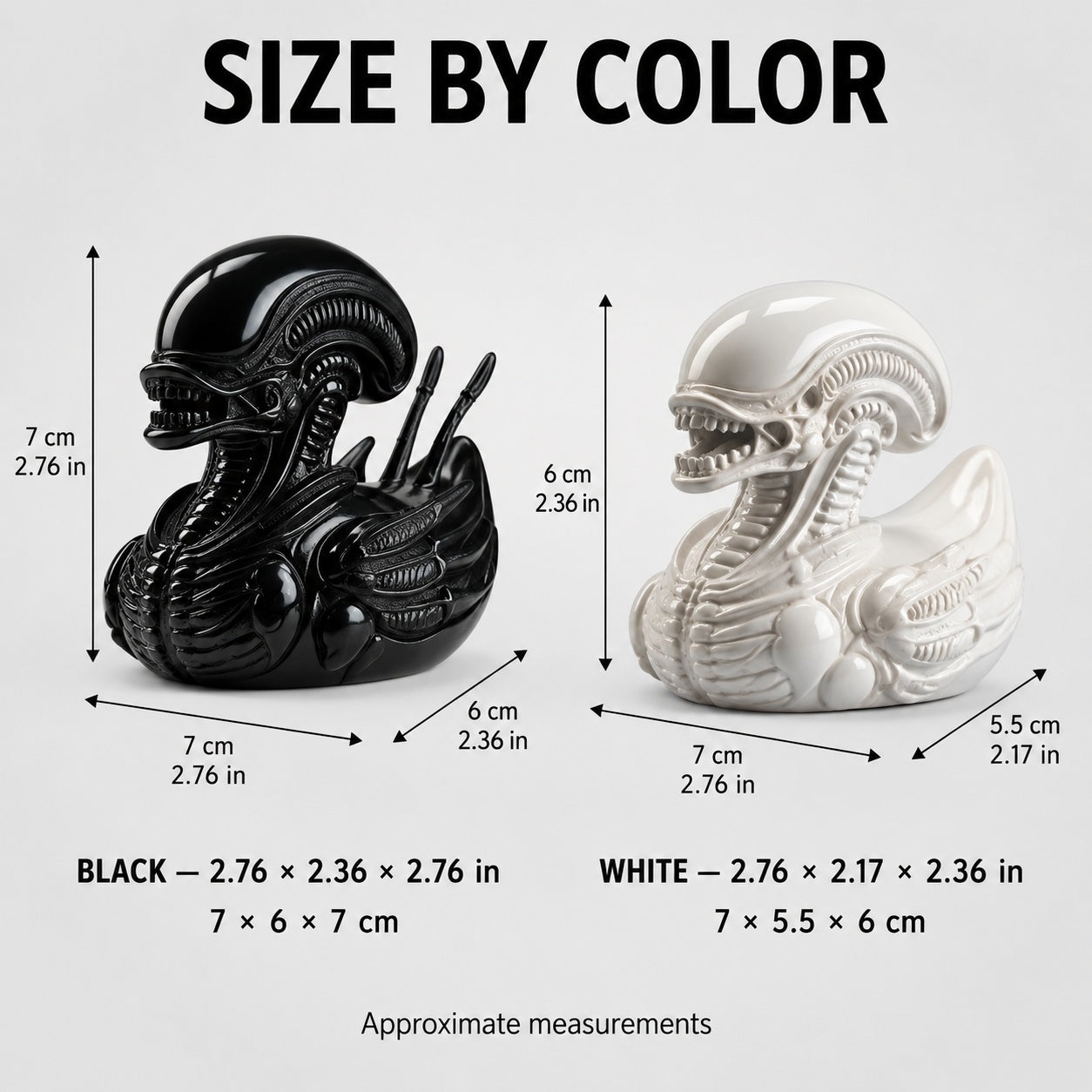 Biomechanical Space Creature Duck Figurine, Small Resin Sci-Fi Duck Statue in Black or White, Detailed Alien-Inspired Collectible for Desk Shelf Gaming Room Decor, Quirky Gift