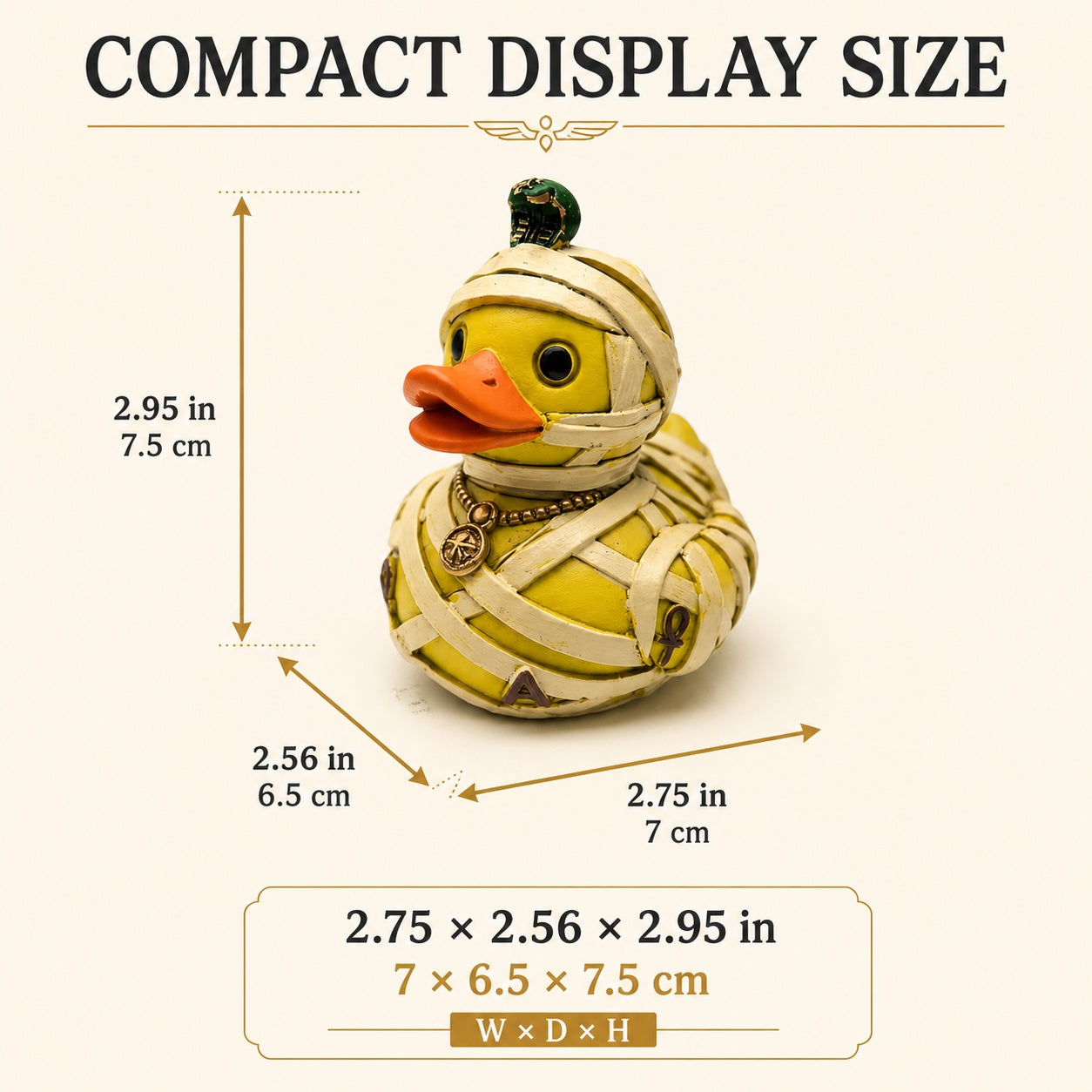 Mummy Duck Figurine, 2.95 Inch Resin Bandage Wrapped Duck Statue with Ancient Inspired Details, Funny Gothic Halloween Desk Shelf Decor, Quirky Gift for Duck Lovers and Collectors