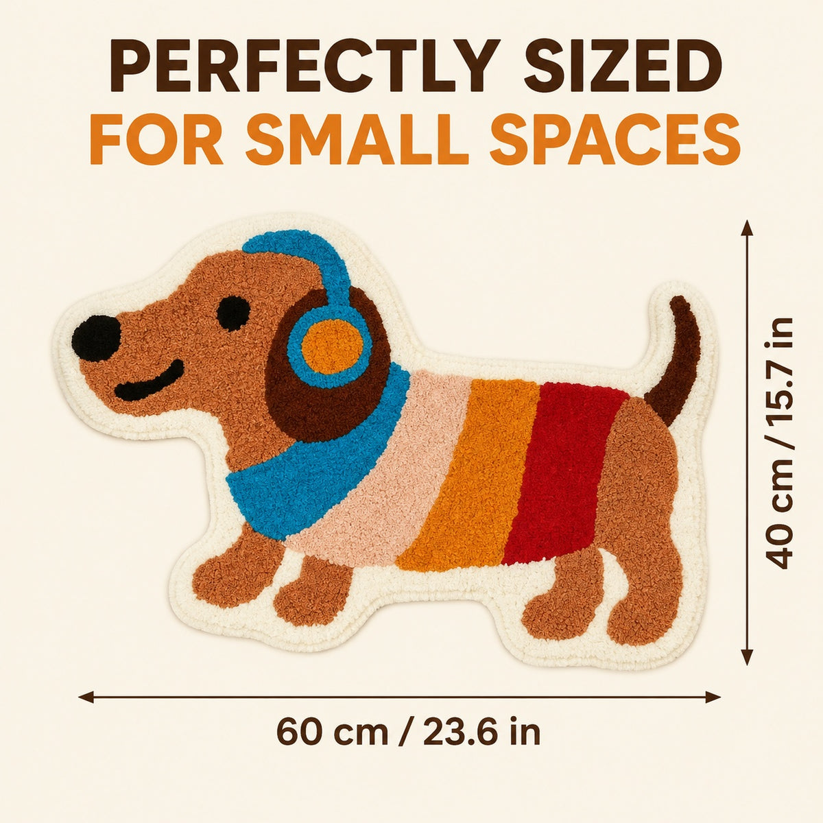 Cute Dachshund Dog Area Rug, 23.6 × 15.7 Inch Green Tufted Animal Floor Mat with TPR Non-Slip Backing, Soft Decorative Accent Rug for Bathroom, Bedroom, Entryway, Bedside and Vanity