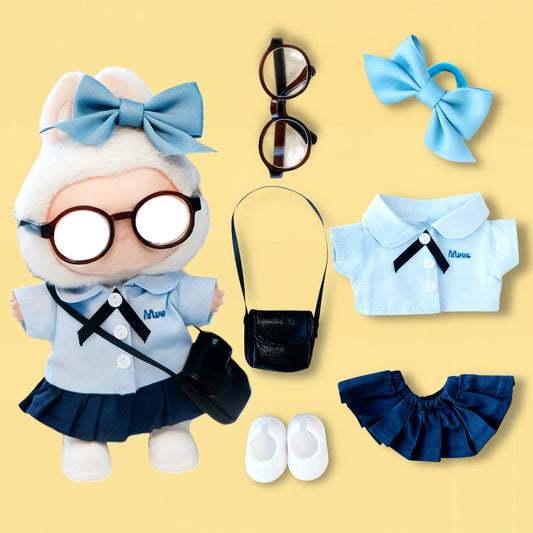 Thai School Uniform Clothes for 15-17cm Labubu Doll, 6 Pcs Doll's Street Wear Outfits