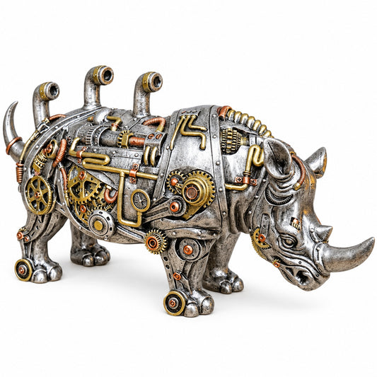 Steampunk Animal Sculpture, Mechanical Style Resin Figurine with Gears and Pipes, Industrial Vintage Desk and Shelf Decor for Office, Living Room and Collectors, 8 Animal Styles