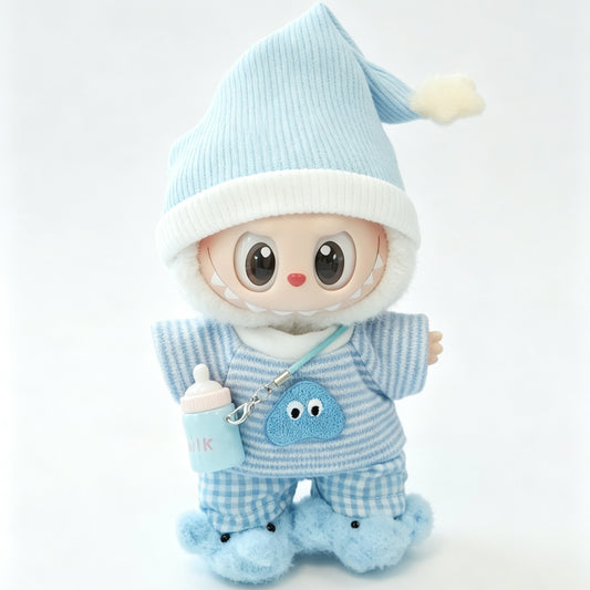 Blue Elephant Pajamas Set for 15–17cm collectible dolls