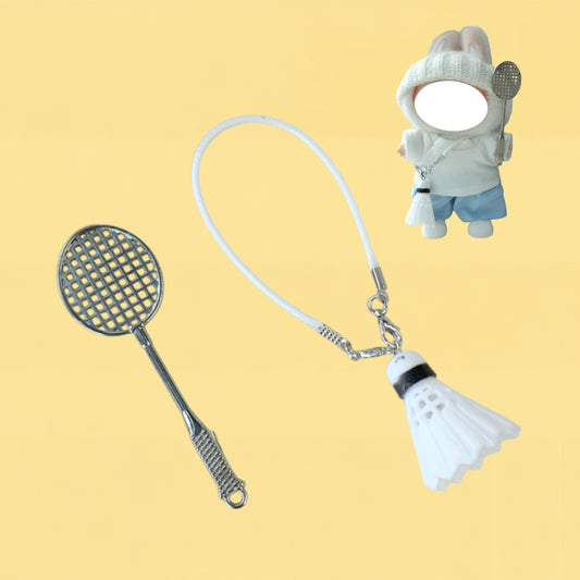 Mini Badminton Training Accessories for 12-17cm Plush Dolls | Removable Sports Equipment Set