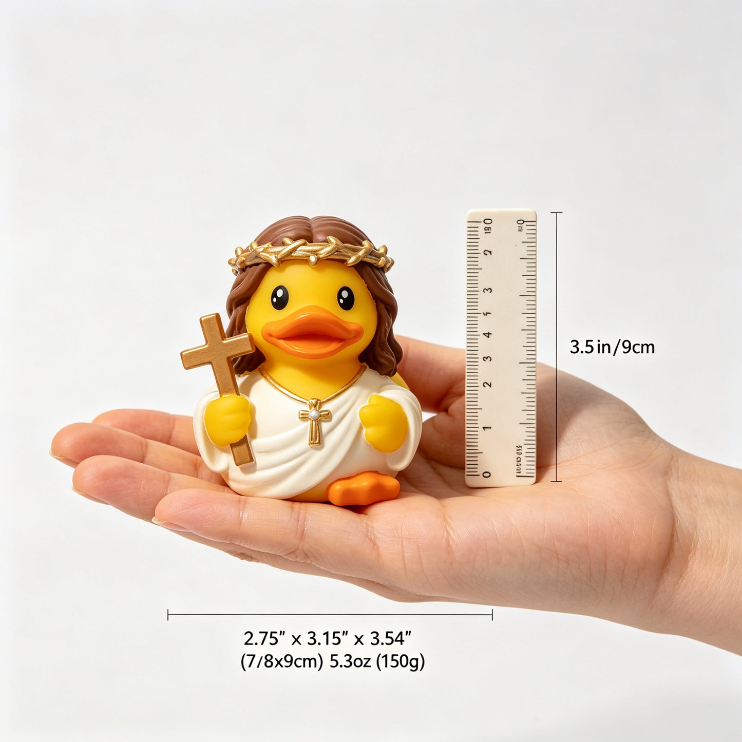 Guardian Angel Rubber Duck Figurine, 3.5" Religious Resin Statue with "Watching Over You", Cute Christian Home Decor for Nightstand Desk, Baptism Birthday Gift