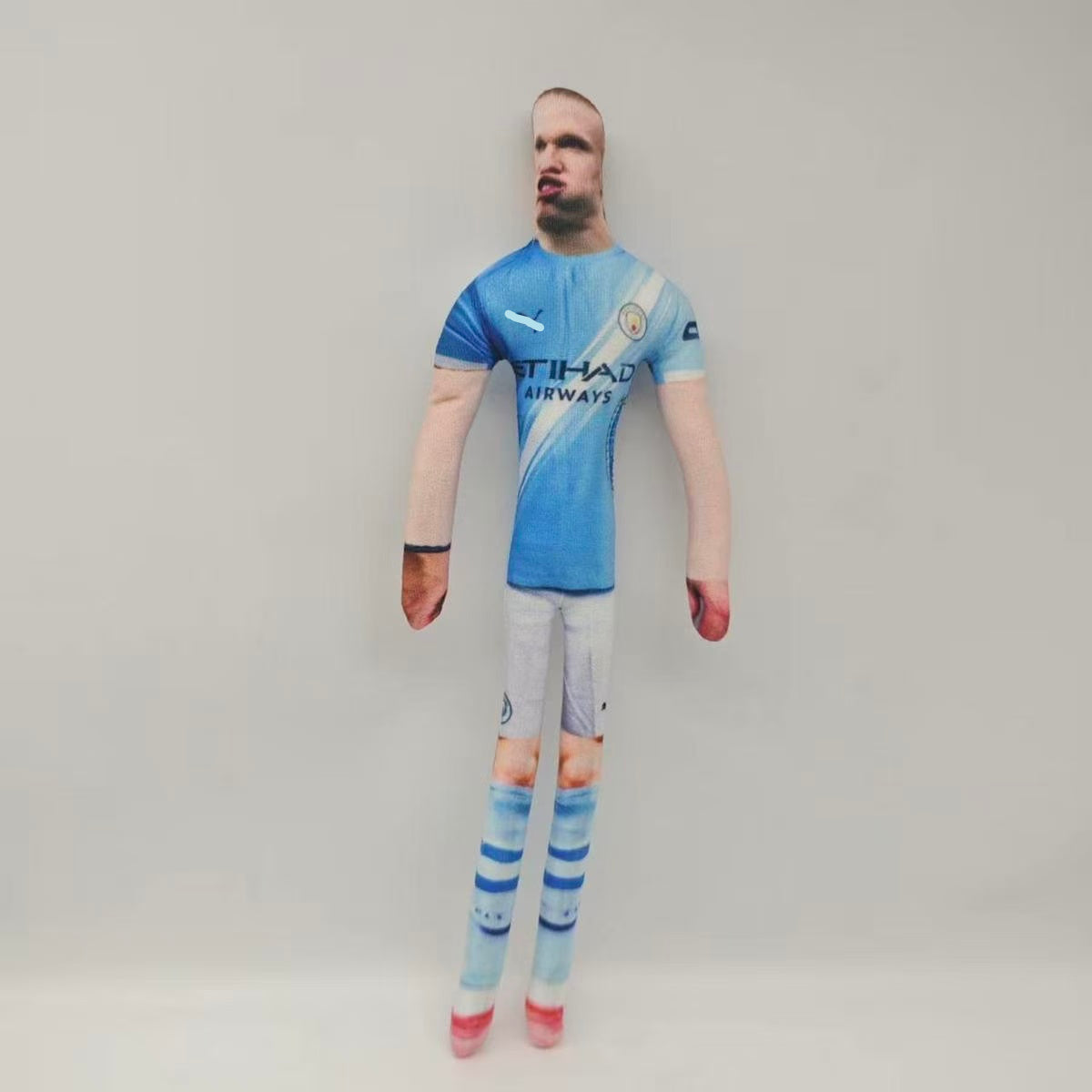 Mini HAALAND Blue Wacky Bendy Doll Flexible Funny Figure Football Superstar Inspired Mouse Plush Doll – Handmade Soccer Fan Collectible Figure, Cute Mini Athlete Doll Gift for Football Lovers, Decorative Toy for Home, Desk & Collection