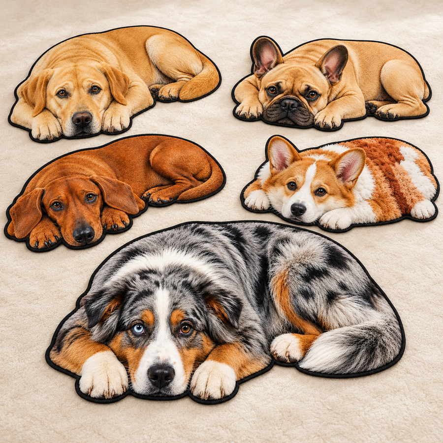 3D Realistic Dog Shaped Bath Mat & Floor Rug - Ultra Soft Absorbent Plush Area Rug, Non-Slip Cute Animal Shaped Door Mat