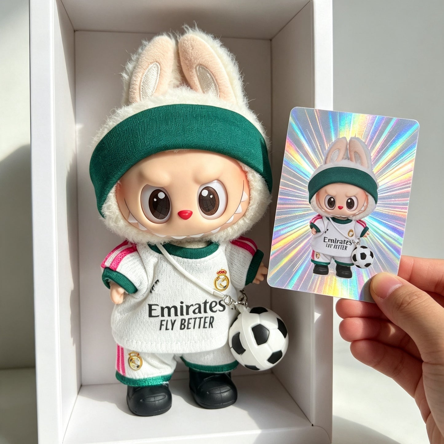 Madrid-Style Mini Soccer Jersey Set for 15-17cm Plush Dolls | 5-Piece Football Uniform