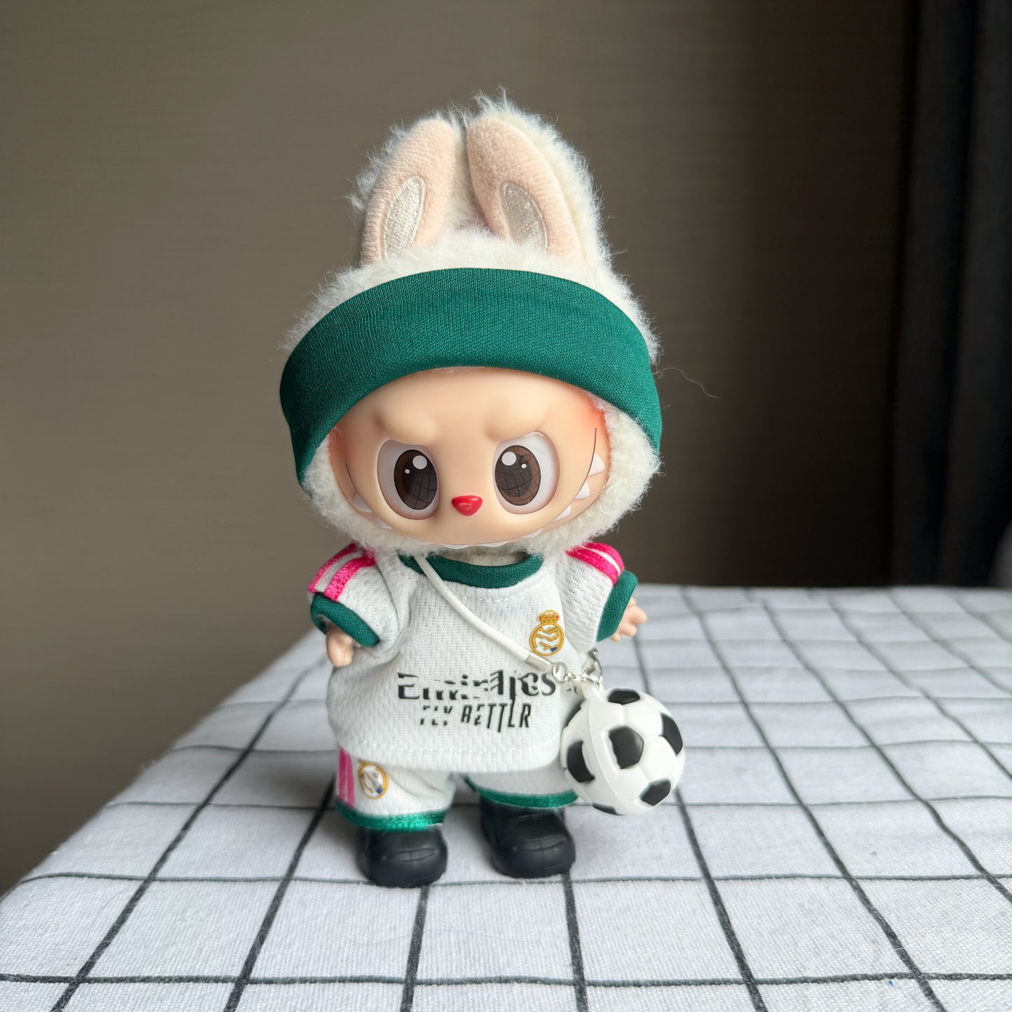 Madrid-Style Mini Soccer Jersey Set for 15-17cm Plush Dolls | 5-Piece Football Uniform