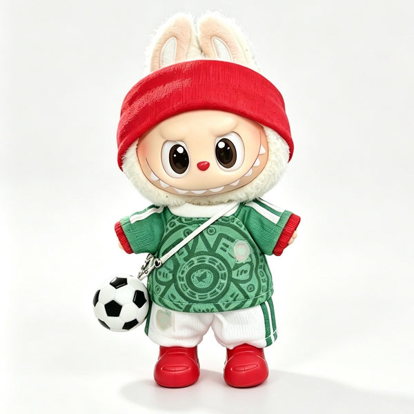 Mexico-Style Mini Soccer Jersey Set for 15-17cm Plush Dolls | 5-Piece Football Uniform